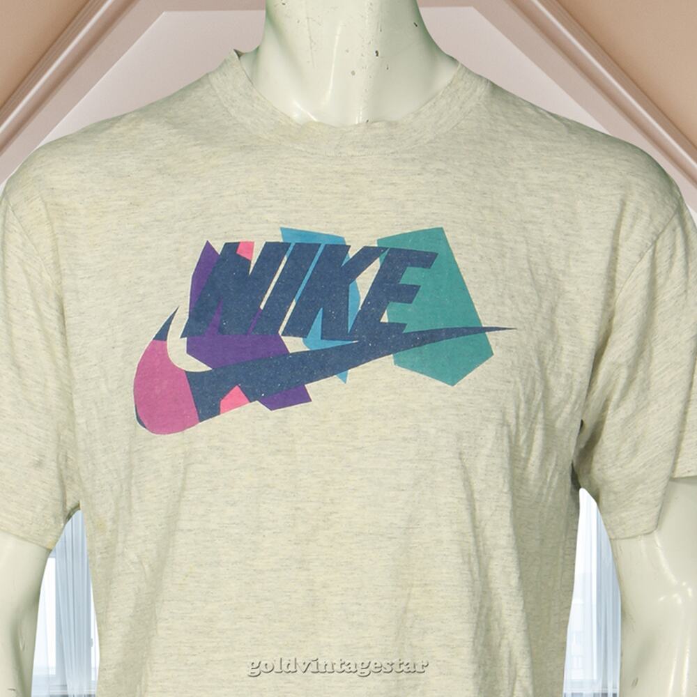 Vintage Nike Gray Tag Just Do It Gray Trashed Hip Hop Single Stitch T Shirt Tee